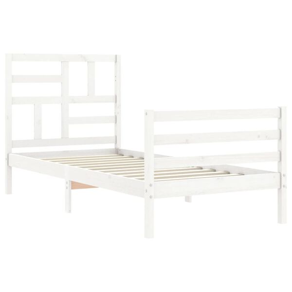 vidaXL Massivholzbett mit Kopfteil Wei&szlig; 100x200 cm