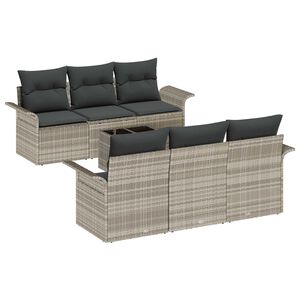 vidaXL Gartensofa-set mit Kissen 7 pcs Hellgrau Poly-Rattan
