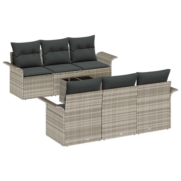 vidaXL Gartensofa-set mit Kissen 7 pcs Hellgrau Poly-Rattan