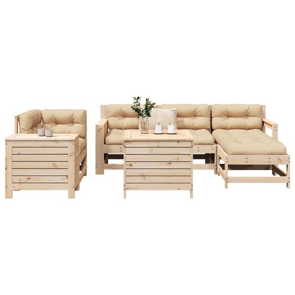 vidaXL 7-tlg. Garten-Sofagarnitur Massivholz Kiefer