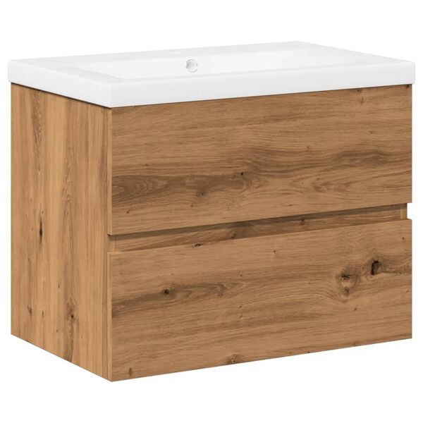 vidaXL Waschbeckenunterschrank mit Einbaubecken Artisan-Eiche