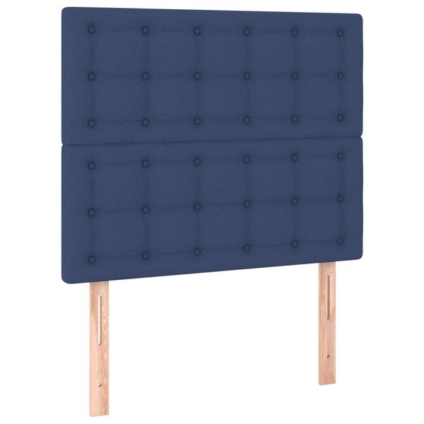 vidaXL LED Kopfteil Blau 90x5x118/128 cm Stoff