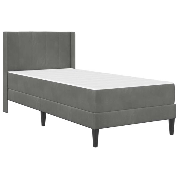 vidaXL Bettrahmen mit Matratze Dunkelgrau 90 x 190 cm Samt