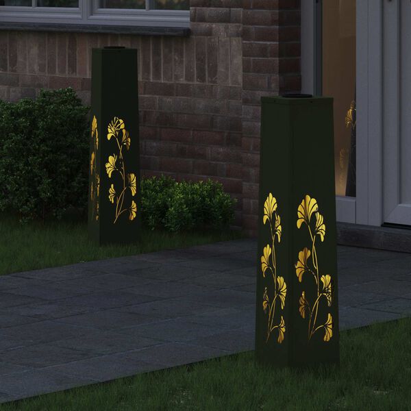 vidaXL Solar LED Weg Licht 2 pcs Olive Gr&uuml;n Kalt gewalzter Stahl