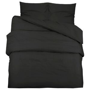 vidaXL Bettw&auml;sche-Set Schwarz 240x220 cm Baumwolle