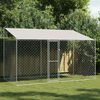 vidaXL Hundek&auml;fig mit Dach Silber 400 x 200 x 256 cm Stahl und PE