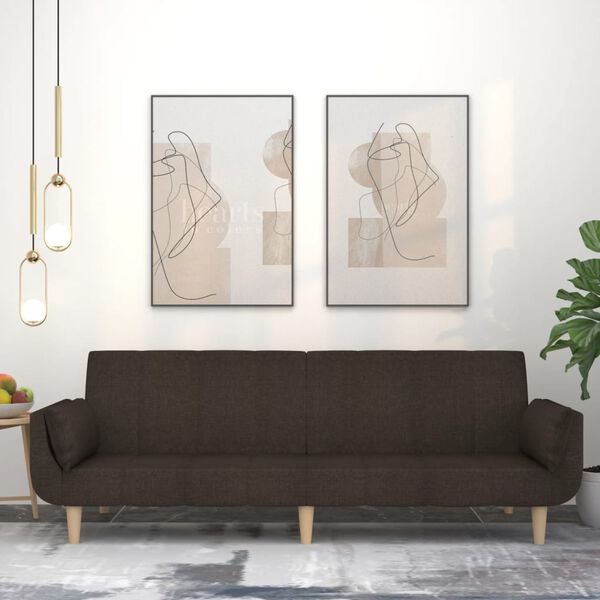 vidaXL Schlafsofa 2-Sitzer mit 2 Kissen Dunkelbraun Stoff