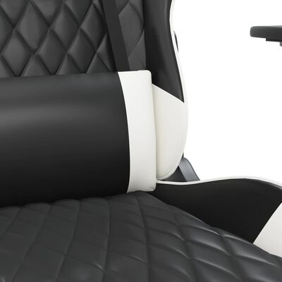 vidaXL Gaming-Stuhl mit Massage & Fußstütze Schwarz & Weiß Kunstleder