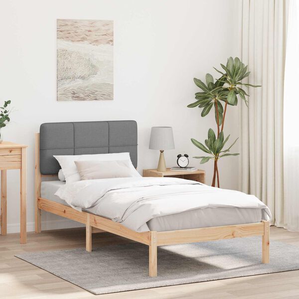 vidaXL Bettgestell mit gepolstertem Kopfteil Hellgrau 100 x 200 cm
