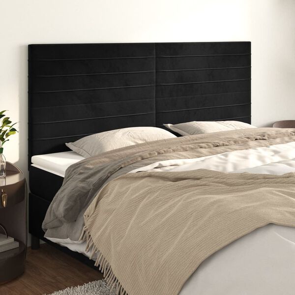 vidaXL Kopfteil Schwarz 180x5x118/128 cm Samt