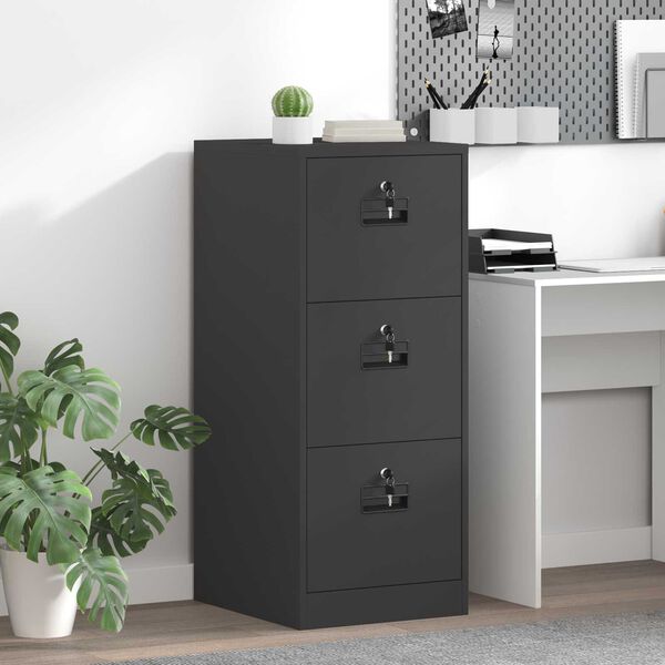 vidaXL Aktenschrank Schwarz 44 x 50 x 106,5 cm Kaltgewalzter Stahl