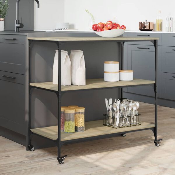 vidaXL K&uuml;chenwagen Sonoma-Eiche 102x50x95 cm Holzwerkstoff