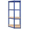 vidaXL Regale mit 4 B&ouml;den 4 Stk. Blau Stahl & Holzwerkstoff