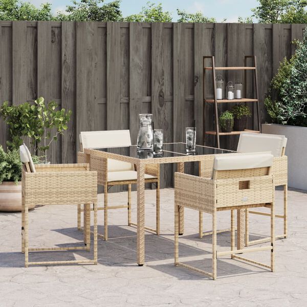 vidaXL Gartenst&uuml;hle mit Kissen 4 Stk. Beige Poly Rattan
