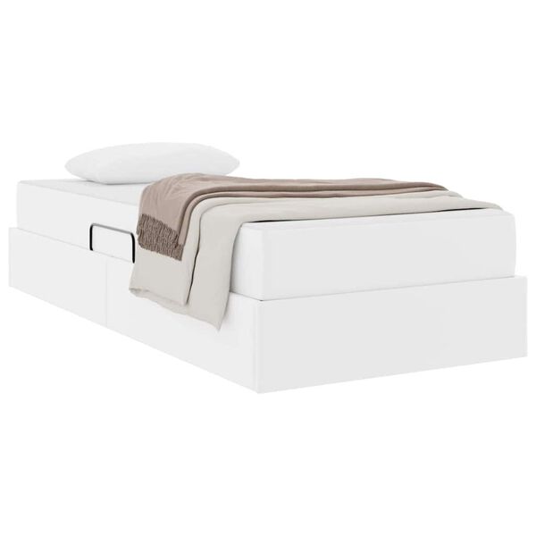 vidaXL Aufbewahrungsbett mit Matratze mit Matratze 2 pcs Wei&szlig; Leder