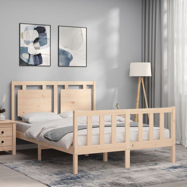 vidaXL Massivholzbett mit Kopfteil