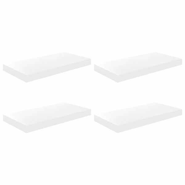 vidaXL Schweberegale 4 Stk. Hochglanz-Wei&szlig; 50x23x3,8 cm MDF