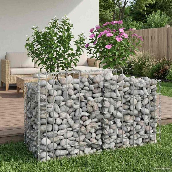 vidaXL Gabionen Hochbeet Silber 100 x 50 x 60 cm Verzinkter Stahl
