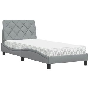 vidaXL Bett mit Matratze Hellgrau 90x200 cm Stoff