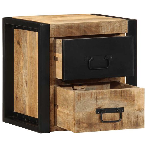 vidaXL Nachttische 2 Stk. 40x35x40 cm Raues Mango-Massivholz