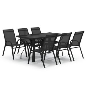 vidaXL 7-tlg. Garten-Essgruppe Schwarz