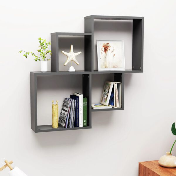 vidaXL W&uuml;rfelregal Grau 80x15x78,5 cm Holzwerkstoff