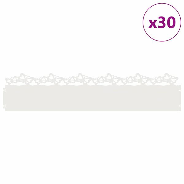 vidaXL Rasenkanten 30 pcs Wei&szlig; 103 x 0,05 x 22 cm Stahl