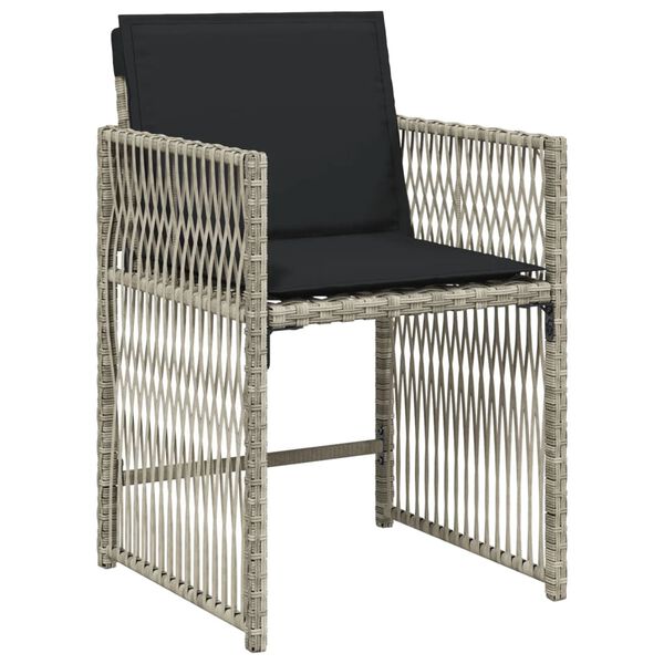 vidaXL 9-tlg. Garten-Essgruppe mit Kissen Hellgrau Poly Rattan