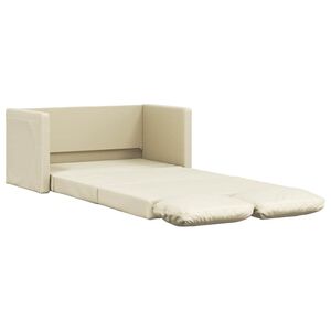 vidaXL Bodensofa mit Schlaffunktion Creme 112x174x55 cm Kunstleder