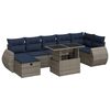 vidaXL 8-tlg. Garten-Sofagarnitur mit Kissen Grau Poly Rattan Akazie