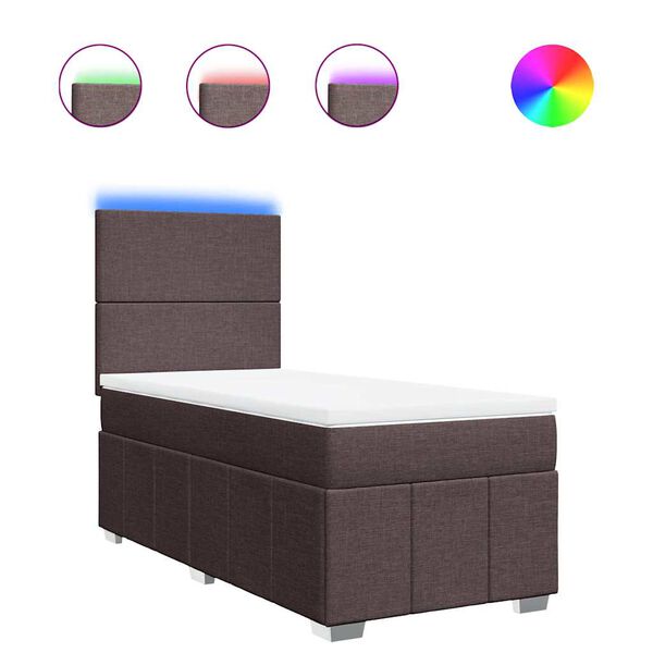 vidaXL Boxspringbett mit Matratze Dunkelbraun 90x200 cm Stoff