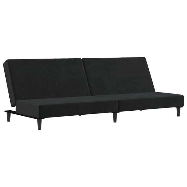 vidaXL Schlafsofa 2-Sitzer mit Fu&szlig;hocker Schwarz Samt