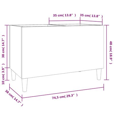 vidaXL Plattenschrank Hochglanz-Weiß 74,5x38x48 cm Holzwerkstoff
