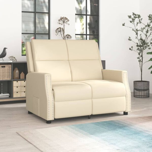 vidaXL Relaxsofa 2-Sitzer Creme Kunstleder