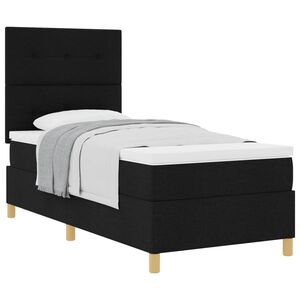 vidaXL Boxspringbett mit Matratze Schwarz 90 x 190 cm Stoff