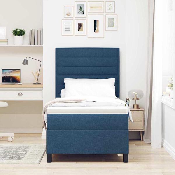 vidaXL Boxspringbett mit Matratze mit LED Blau 80 x 200 cm Stoff