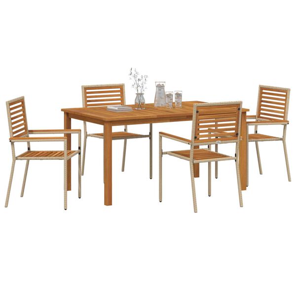 vidaXL Garten Essgruppe 5 pcs Beige Poly Rattan