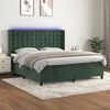vidaXL Boxspringbett mit Matratze & LED Dunkelgr&uuml;n 180x200 cm Samt