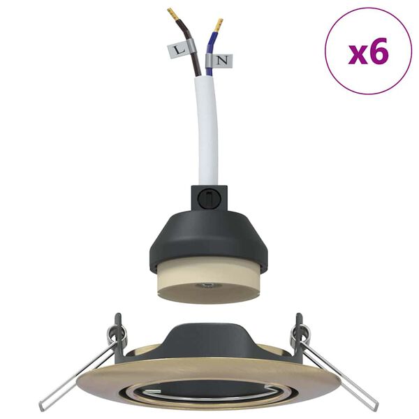 vidaXL Spotlight 6 pcs Messing 9 x 9 x 2,5 cm Metall