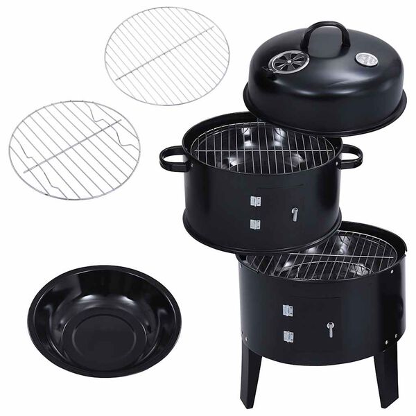 vidaXL 3-in-1 Holzkohlegrill R&auml;ucherofen 40&times;80 cm