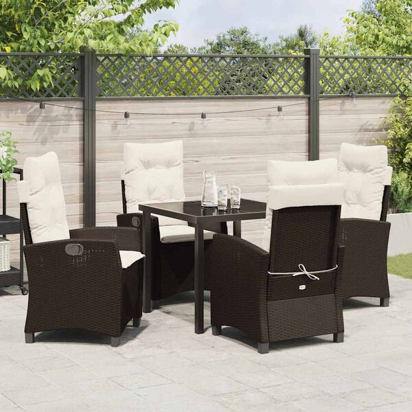 vidaXL Garten Essgruppe mit Kissen 5 pcs Braun Poly-Rattan