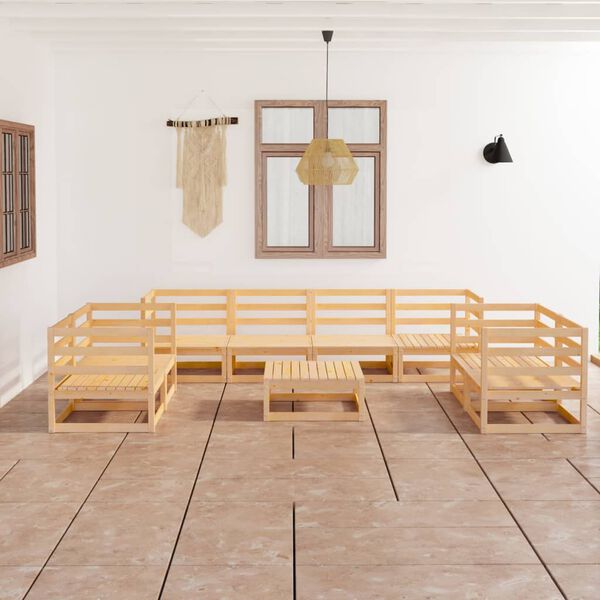 vidaXL 9-tlg. Garten-Lounge-Set Massivholz Kiefer
