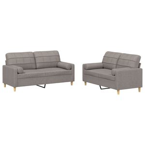 vidaXL 2-tlg. Sofagarnitur mit Kissen Taupe Stoff