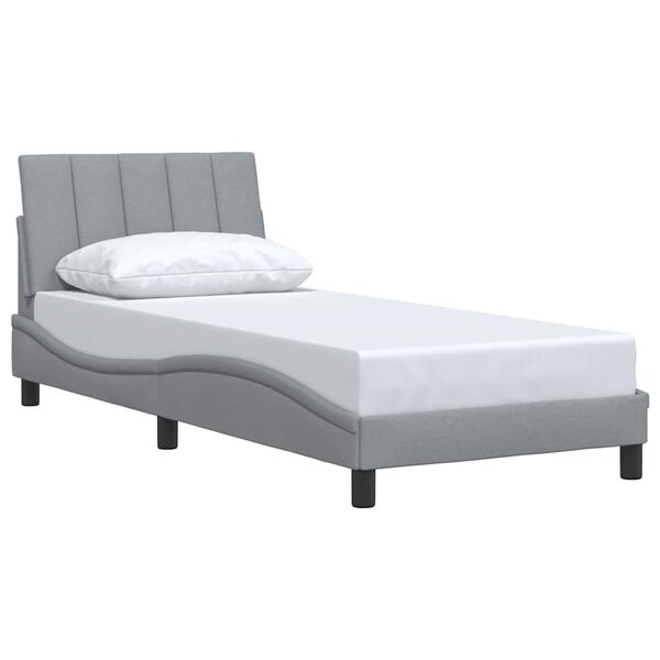 vidaXL Bettgestell ohne Matratze "Hanko" Hellgrau 90x190 cm Stoff