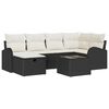 vidaXL Sofa Set mit Kissen 7 pcs Schwarz und Creme Poly-Rattan
