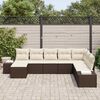 vidaXL Garten-Sofa-Set mit Kissen 8 pcs Braun und Creme Poly-Rattan
