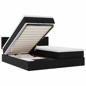 vidaXL Ottoman-Bett mit Matratzen & LEDs Schwarz 180x200 cm Kunstleder