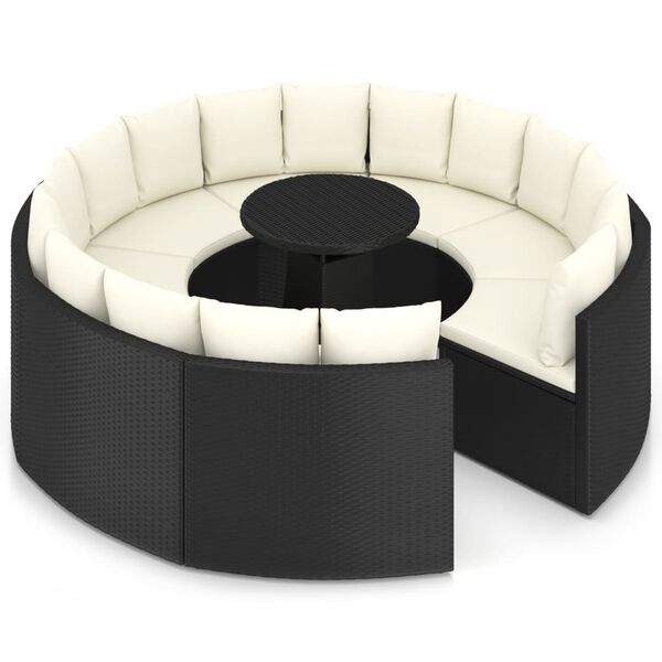vidaXL 9-tlg. Garten-Sofagarnitur mit Auflagen Poly Rattan Schwarz