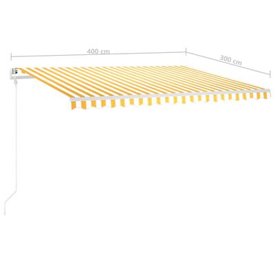 vidaXL Markise Manuell Einziehbar mit Pfosten 4x3 m Gelb & Weiß