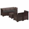 vidaXL 5-Sitzer Gartensofa mit Kissen Rattan-Look PP Braun